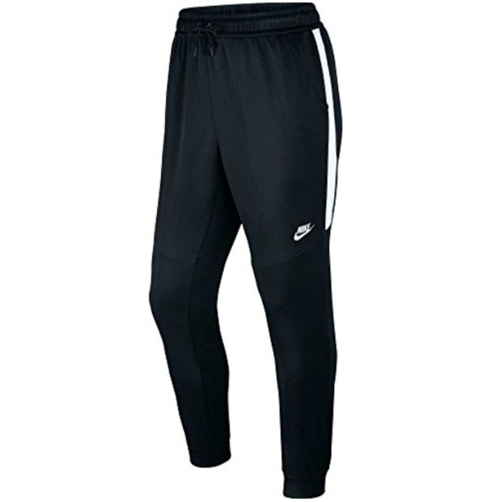 Nike Sportswear Tribute Poly-Knit Jogger Pants Track Tapered Black White Medium